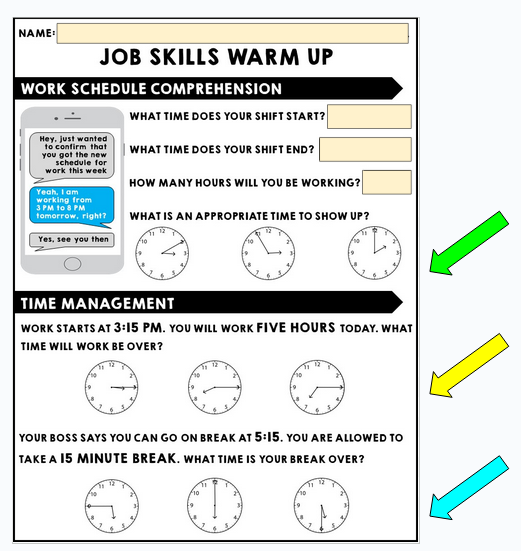 Job Skills - Life Skills Warm Up - Vocational Skills - GOOGLE BUNDLE # 2