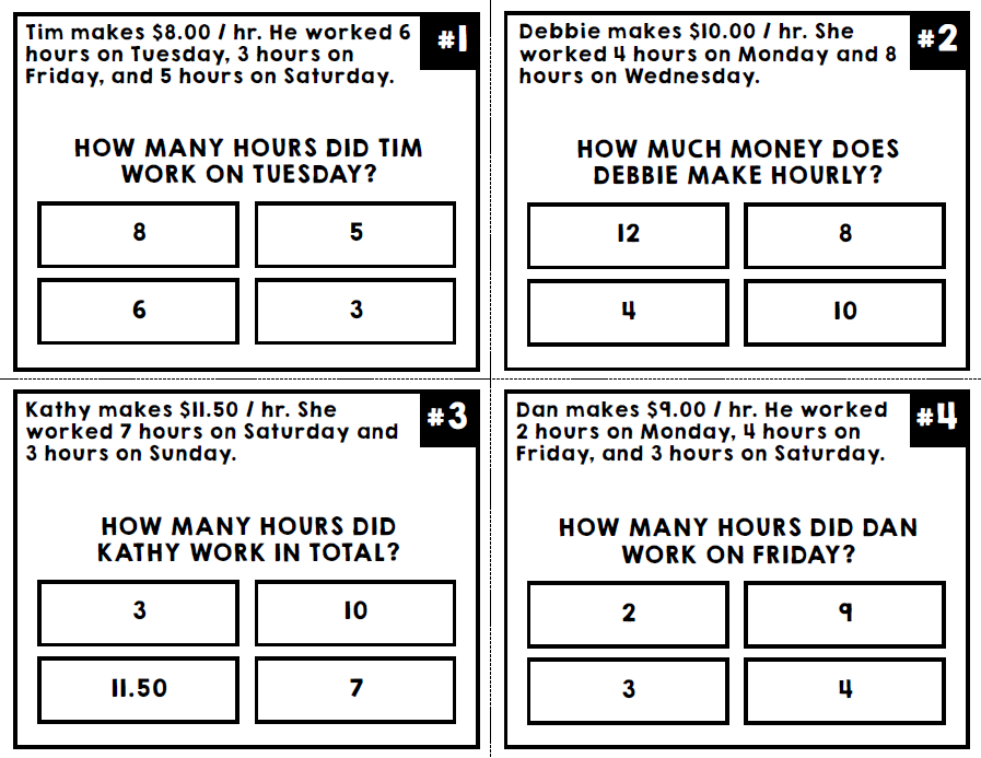 Life Skills Math - Pay Stub Task Cards - Job Skills