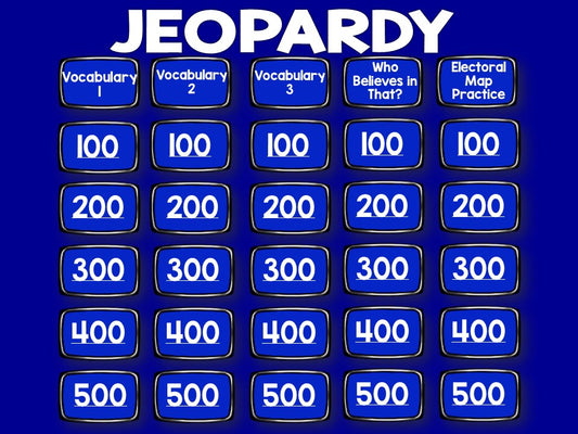 2024 Presidential Election - Donald Trump - Kamala Harris - Jeopardy Game - Unit 3