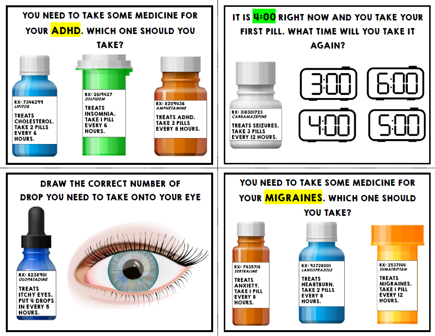 Life Skills Task Cards - Medicine Safety - Special Education - Reading - Math