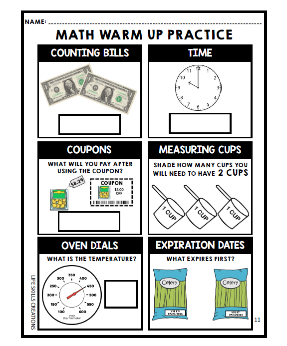 Math Warm Ups - Life Skills - Daily Work - Bundle