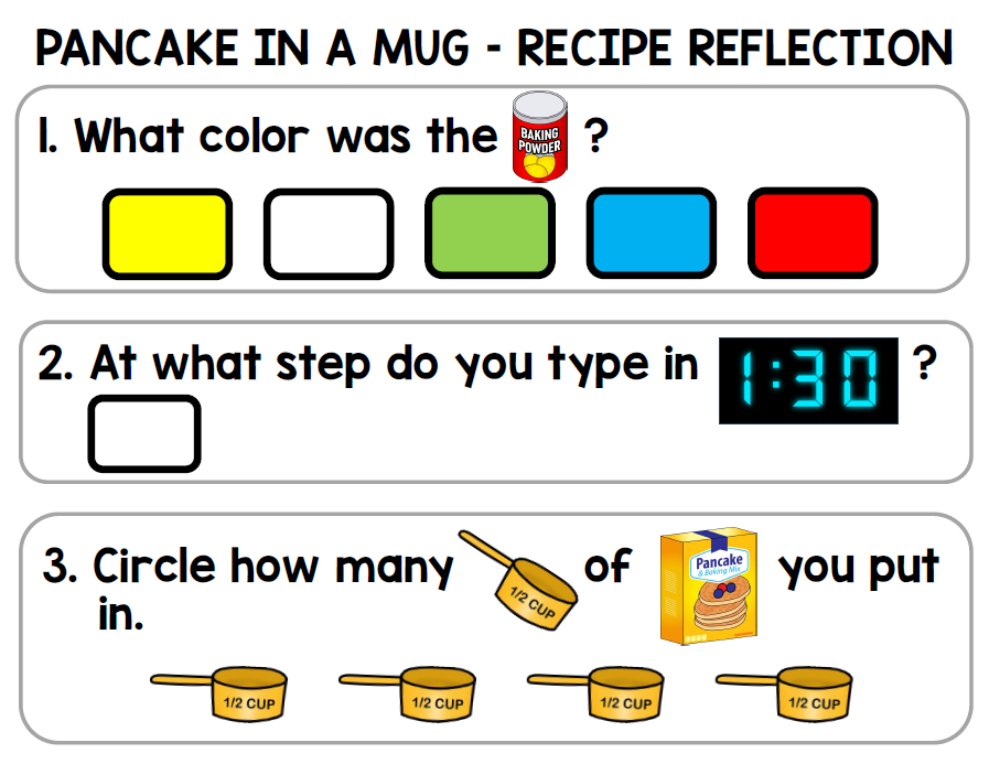 Life Skills Visual Recipe and Task Analysis - Pancake in a Mug