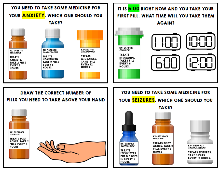 Life Skills Task Cards - Medicine Safety - Special Education - Reading - Math