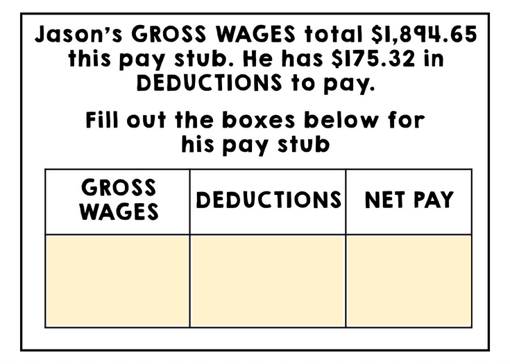 Life Skills Math - Pay Stub Task Cards - Job Skills - GOOGLE