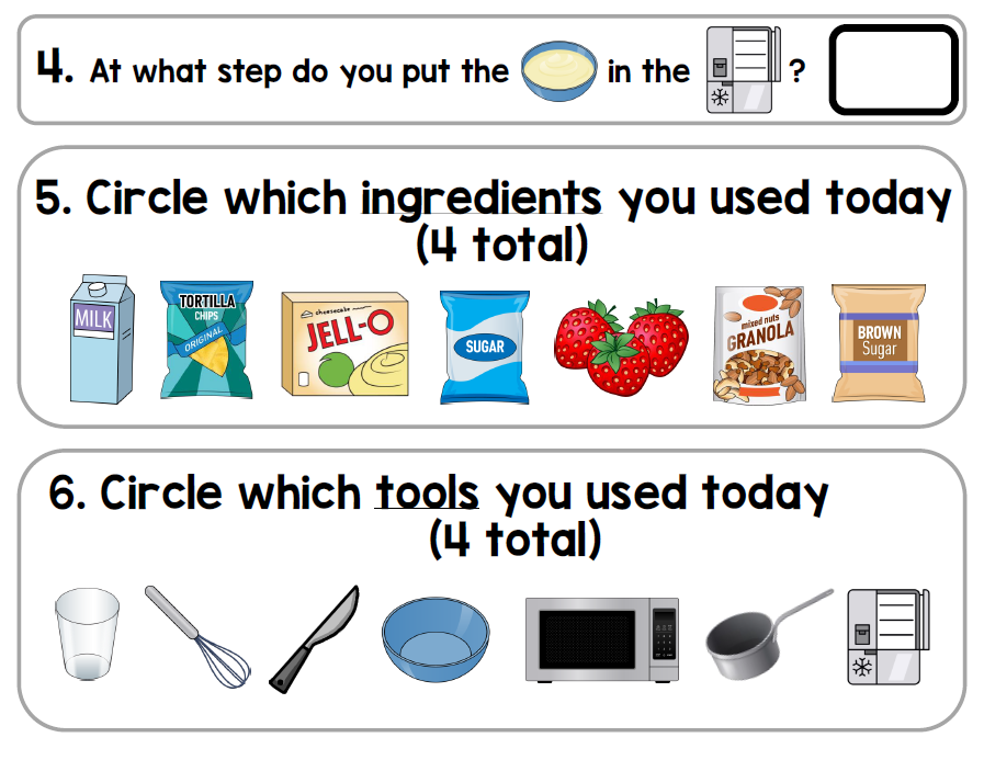 Life Skills Visual Recipe and Task Analysis - Instant Pudding