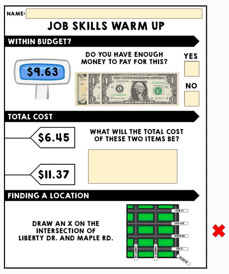 Job Skills - Life Skills Warm Up - Vocational Skills - GOOGLE BUNDLE # 2