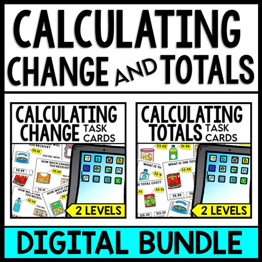 Life Skills - Task Cards - Money - Calculating Change and Totals - GOOGLE BUNDLE