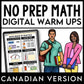 CANADIAN Math Warm Up - Life Skills - Daily Work - GOOGLE Bundle