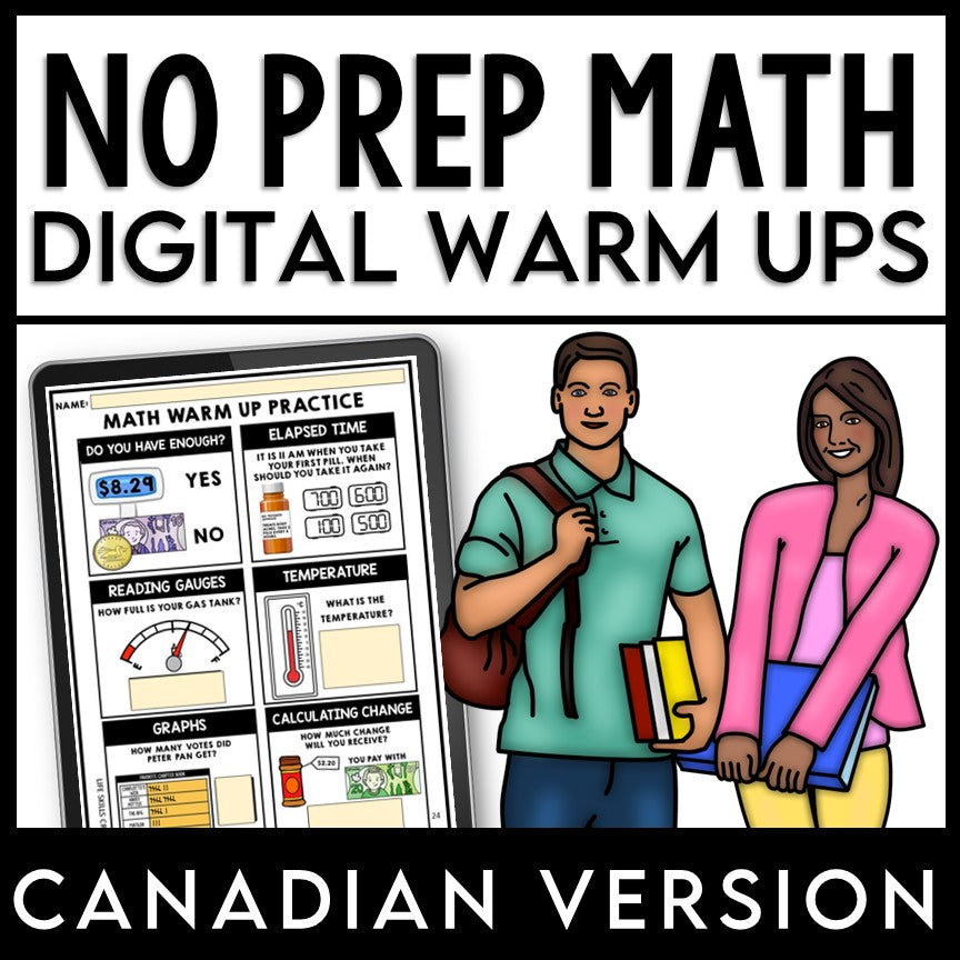 CANADIAN Math Warm Up - Life Skills - Daily Work - GOOGLE Bundle