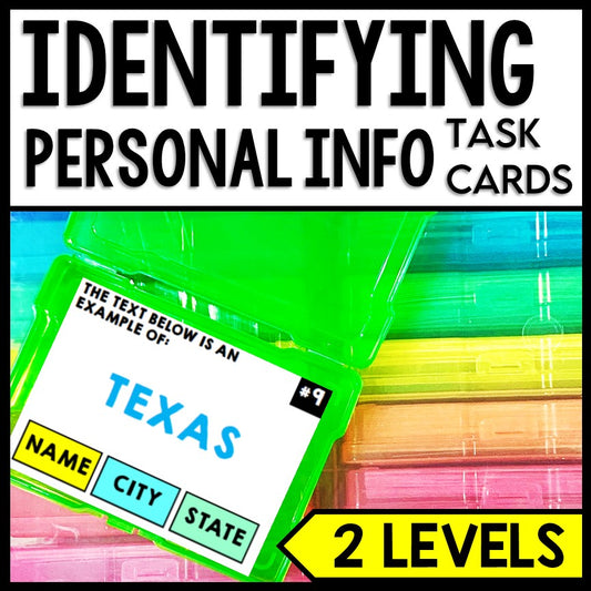 Life Skills - Reading - Writing - Math - Personal Information - Task Cards