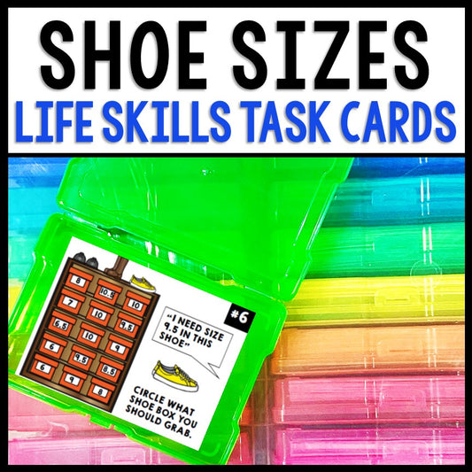 Job Skills Task Cards - Life Skills - Shoe Store - Reading - Math