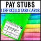 Life Skills Math - Pay Stub Task Cards - Job Skills