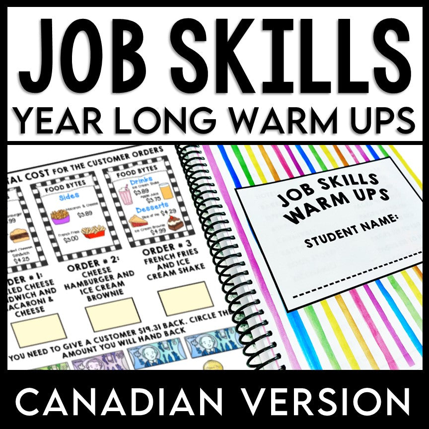 CANADIAN Job Skills - Life Skills Warm Ups - Vocational Skills - BUNDLE