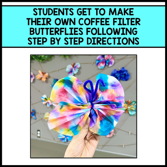 Spring Art - Coffee Filter Butterfly Craft - Reading Comprehension