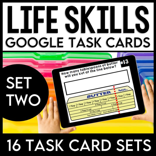 Life Skills - Task Cards Bundle - Cooking - Reading - Math - Money - GOOGLE