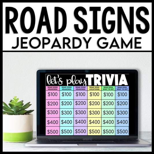 Life Skills Reading + Math: Road Signs and Driving JEOPARDY GAME!