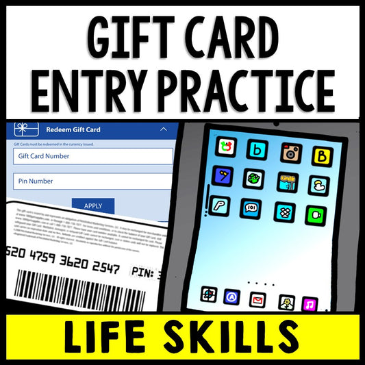 Life Skills - Gift Cards Practice - Reading - Writing - Math - Google