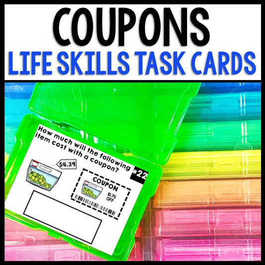 Life Skills - Task Cards - Shopping - Coupons - Money - Math - Grocery Store