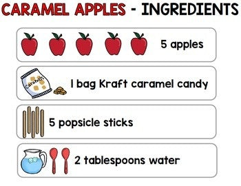 Visual Recipes - Life Skills - Caramel Apples - Autism - Fall - Cooking