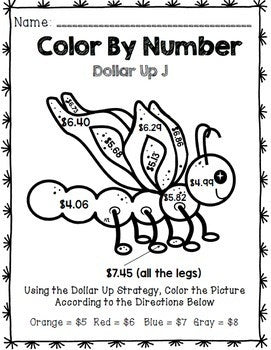 Life Skills - Color by Number - Dollar Up - Math- Money - Special Education