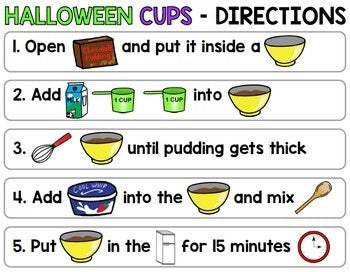 Visual Recipes - Life Skills - Haunted Pudding Cup -Autism - Halloween - Cooking