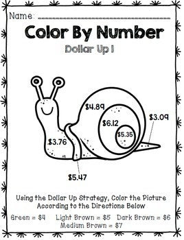 Life Skills - Color by Number - Dollar Up - Math- Money - Special Education