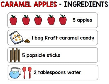 Visual Recipes - Life Skills - GOOGLE - Caramel Apples - Autism - Fall - Cooking