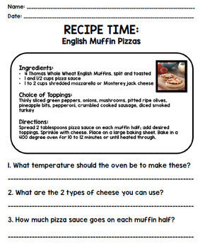 Life Skills - Recipe Comprehension - Cooking - Special Education - Unit One