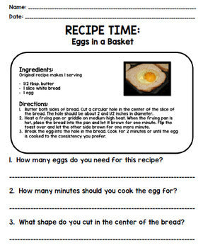Life Skills - Recipe Comprehension - Cooking - Special Education - Unit Two