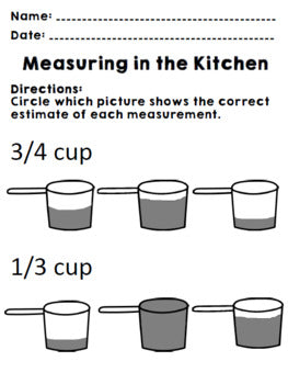 Life Skills Real World Math: Measuring Cups, Recipes and Cooking. Unit One