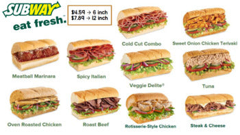 Life Skills Menu Math and Money Practice: Subway