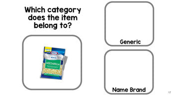 Life Skills Reading and Grocery Shopping: Name Brand versus Generic