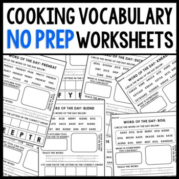 Life Skills - Cooking Vocabulary - Reading Worksheets