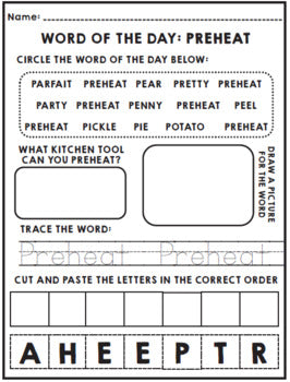 Life Skills - Cooking Vocabulary - Reading Worksheets