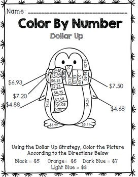 Life Skills Math and Money: Color By Number No Prep - Dollar Up Winter Edition