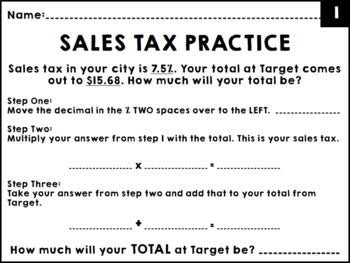 Life Skills Math, Money, and Reading: Sales Tax and Shopping