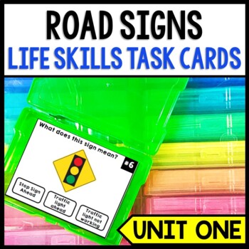 Life Skills - Reading - Road Signs - Driving Permit Practice - Cars - Task Cards