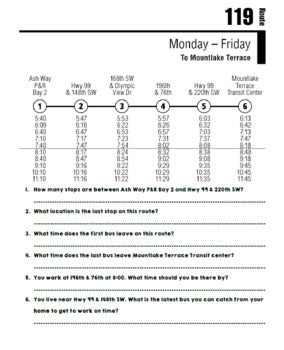 Life Skills Reading, Time and Math: Bus Schedule BUNDLE!