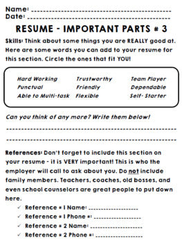 Life Skills - Job Skills - Resume Writing - Special Education