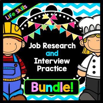 Life Skills Reading and Writing For Jobs: Career Research + Job Interview BUNDLE