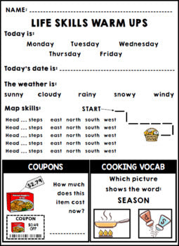 Life Skills Warm Ups - Homework - APRIL - Earth Day - Special Education