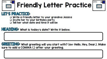 Life Skills - Reading - Writing - Friendly Letters - Special Education - Unit 1