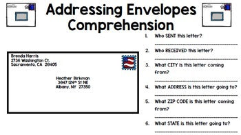 Life Skills Reading and Writing: Addressing Envelopes - Post Office Unit 2