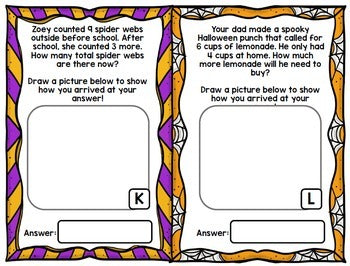 Halloween Math Word Problems - Addition - Subtraction - Special Education