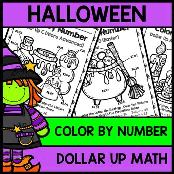 Halloween Color By Number - Dollar Up - Special Education - Math - Shopping