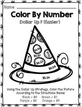 Halloween Color By Number - Dollar Up - Special Education - Math - Shopping