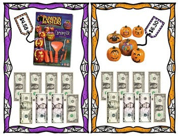 Life Skills Halloween Dollar Up Task Cards {Money} {Shopping} {Math}