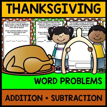 Thanksgiving Math Word Problems - Addition - Subtraction - Special Education