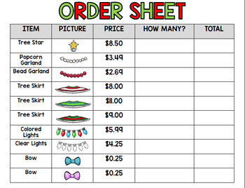 Christmas Tree Budget - Special Education - Shopping - Life Skills - Money Math