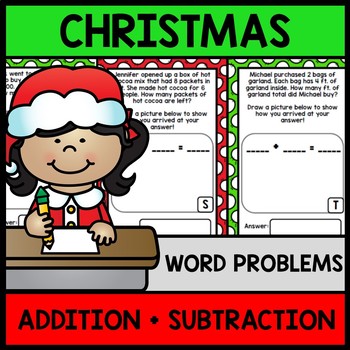 Christmas Math Word Problems - Addition - Subtraction - Special Education